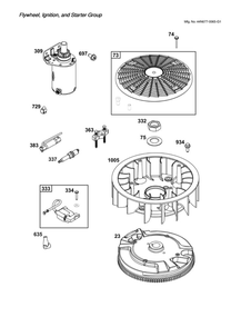 Flywheel/Ignition/Starter Diagram and Parts List for 44N677-0065-G1  Briggs and Stratton Engine